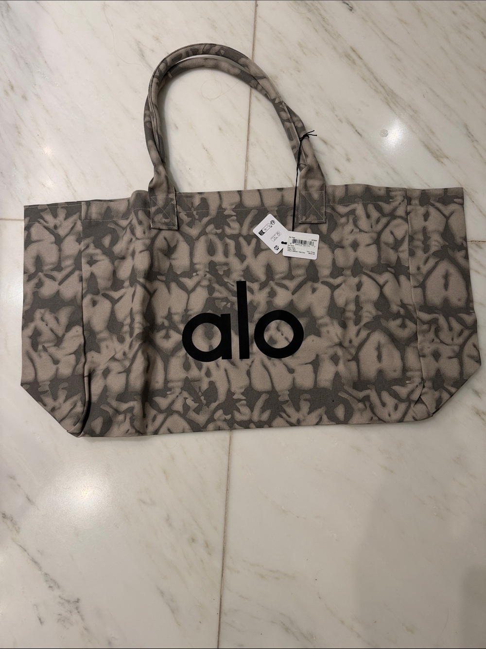 ALO Yoga Gray Tie-Dye Canvas Tote